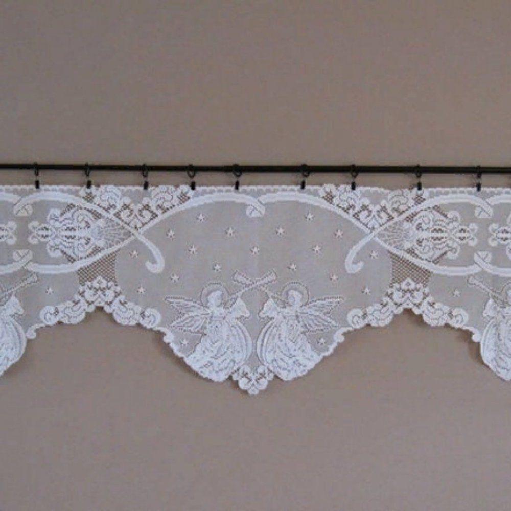 Curtain Lace Valance Angels 96" x 19" Ivory